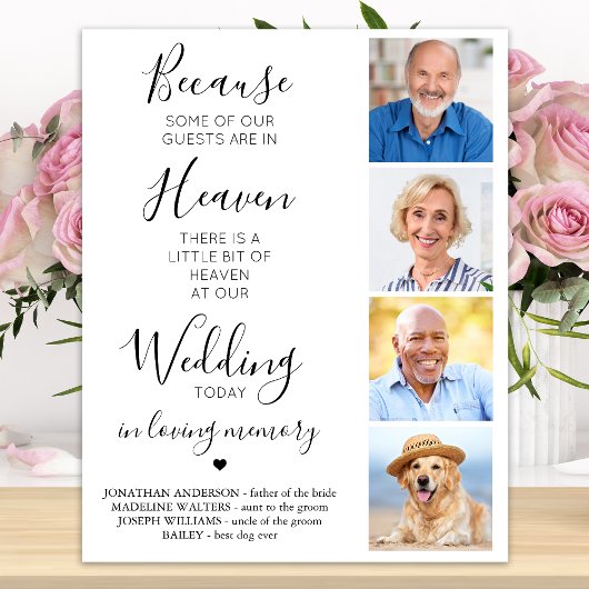 Custom 4 Foto Collage Heaven Wedding Memorial Poster