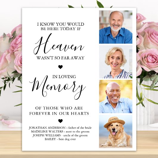 Custom 4 Foto Collage Heaven Wedding Memorial Poster