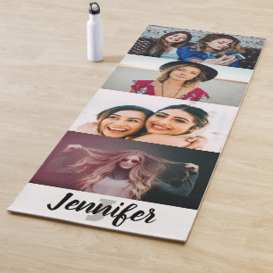 Custom 4 Foto Collage Individuelle Name und Monogr Yogamatte