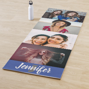 Custom 4 Foto Collage Individuelle Name und Monogr Yogamatte