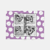 Custom 4 Foto Collage Lila Polka Dot Grau Name Fleecedecke (Vorderseite (Horizontal))