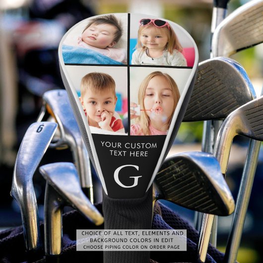 Custom 4 Foto Collage Mit Monogramm Golf Head Cove Golf Headcover
