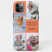Custom 4 Foto Collage mit positivem Zitat Orange Case-Mate iPhone Hülle (Rückseite)