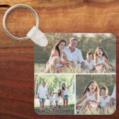 Custom 4 Foto Collage Moderne Familie Personalisie Schlüsselanhänger (Vorderseite)