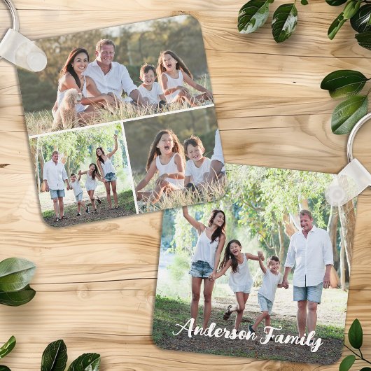 Custom 4 Foto Collage Moderne Familie Personalisie Schlüsselanhänger
