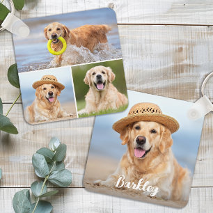 Custom 4 Foto Collage Moderner Welpen Hund Lover Schlüsselanhänger