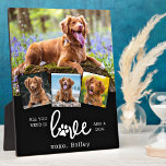 Custom 4 Foto Collage Personalisierte LIEBE und ei Fotoplatte<br><div class="desc">Alles, was du brauchst, ist Liebe und ein Hund! Feiern Sie Ihren besten Freund mit einer persönlichen Foto Collage-Plakette für Haustiere. Wenn Sie so viele lustige Erinnerungen und Fotos haben, reicht ein Foto nicht aus. Unser Foto Collage Hund hat vier Fotos. Egal ob Sie einen neuen Welpen haben oder sich...</div>