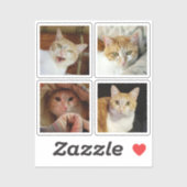Custom 4 Foto Collage Simple Square Tiny Vinyl Aufkleber (Blatt)