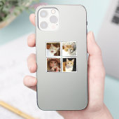 Custom 4 Foto Collage Simple Square Tiny Vinyl Aufkleber (Telefon)