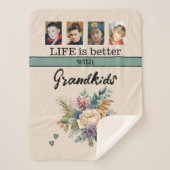 Custom 4 Foto Enkel Blumen grün Sherpadecke (Vorderseite)