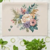 Custom 4 Foto Enkel Blumengrün Geschirrtuch (Gefaltet)