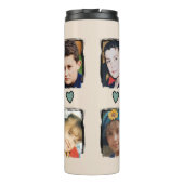 Custom 4 Foto Enkel Blumengrün Thermosbecher (Rückseite)