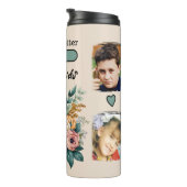 Custom 4 Foto Enkel Blumengrün Thermosbecher (Nach rechts gedreht)