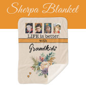 Custom 4 Foto Enkelkinder Blume orange Sherpadecke