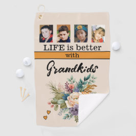 Custom 4 Foto Enkelkinder Blumenorange Golfhandtuch