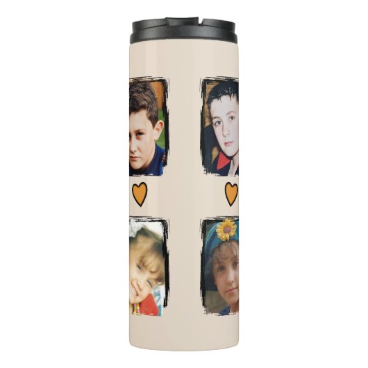 Custom 4 Foto Enkelkinder Blumenorange Thermosbecher (Rückseite)