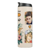 Custom 4 Foto Enkelkinder Blumenorange Thermosbecher (Nach rechts gedreht)