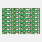 Custom 4 Foto Family Face Foto Weihnachtsgeschenk Geschenkpapier Set (Vorderseite 3)