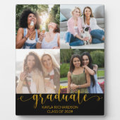 Custom 4 Foto Grid Collage Gold Graduate Fotoplatte (Vorderseite)