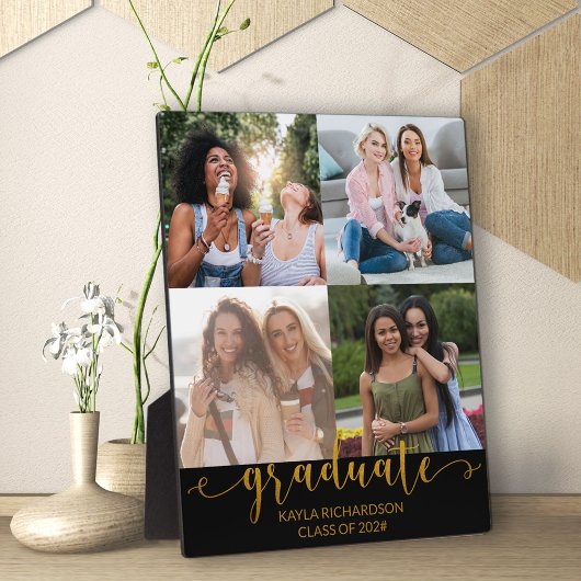 Custom 4 Foto Grid Collage Gold Graduate Fotoplatte