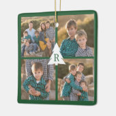 Custom 4 Foto Weihnachtsbaum Monogram Green Keramikornament (Links)