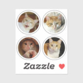 Custom 4 FotoCollage Minimalistisch rund Tiny Viny Aufkleber (Blatt)