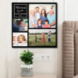 Custom 4 Fotolollage Foam Peel & Stick Schaumstoff Fotofliesen<br><div class="desc">Eine kundenspezifische Foto-Collage aus texturiertem Schaum mit einer Schale und einem Stock Foto Board. Es beinhaltet 4 Fotos von Familie, Haustiere, Erinnerungen, Veranstaltungen, Ihre Fotografie, etc. und weiter personalisiert mit einer einfachen Nachricht, Familienname und Jahr Set vor einem schwarzen Hintergrund. Die Farben des Hintergrundes und des Textes können durch Editieren...</div>