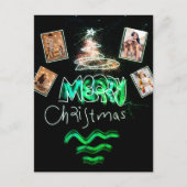 Custom 4 Fotos Emerald Green Glitzer Tree Postkarte (Vorderseite)