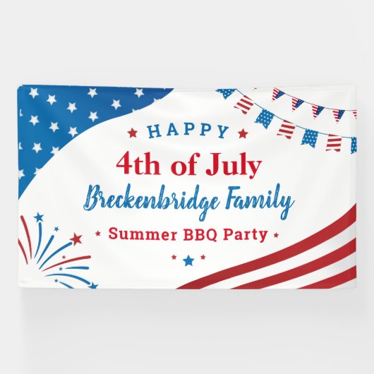 Custom 4. Juli Family Summer GRILLEN Party Banner (Horizontal)