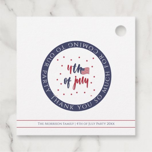 Custom 4. Juli Patriotic US Flag Party Geschenkanhänger (Rückseite)