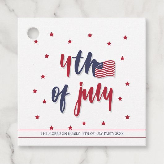 Custom 4. Juli Patriotic US Flag Party Geschenkanhänger (Vorderseite)