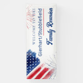 Custom 4. Juli Red White Blue Family Wiedersehen Banner (Vertikal)