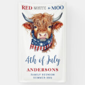 Custom 4. Juli Red White Blue Patriotic Kuh Banner (Vertikal)