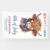 Custom 4. Juli Red White Blue Patriotic Kuh Banner (Horizontal)