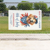 Custom 4. Juli Red White Woof Patriotic Hund Banner (Insitu)