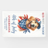 Custom 4. Juli Red White Woof Patriotic Hund Banner (Horizontal)