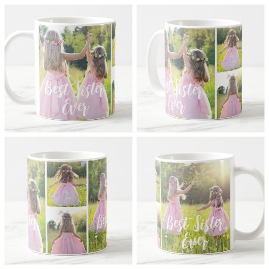 Custom 4 Photo Best Sister Ever Gift Kaffeetasse