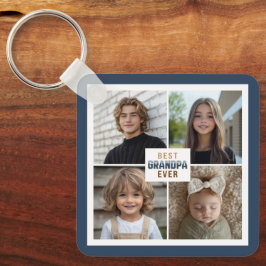 Custom 4 Photo Collage Best Grandpa Ever Schlüsselanhänger