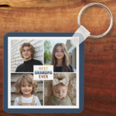 Custom 4 Photo Collage Best Grandpa Ever Schlüsselanhänger (Rückseite)