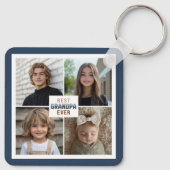 Custom 4 Photo Collage Best Grandpa Ever Schlüsselanhänger (Rückseite)