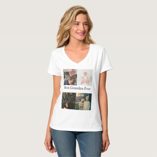 Custom 4 Photo Collage Best Grandpa Ever T-Shirt (Vorderseite Vollansicht)