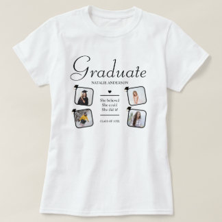 Custom 4 Photo Collage Class of 2026 Graduation T-Shirt