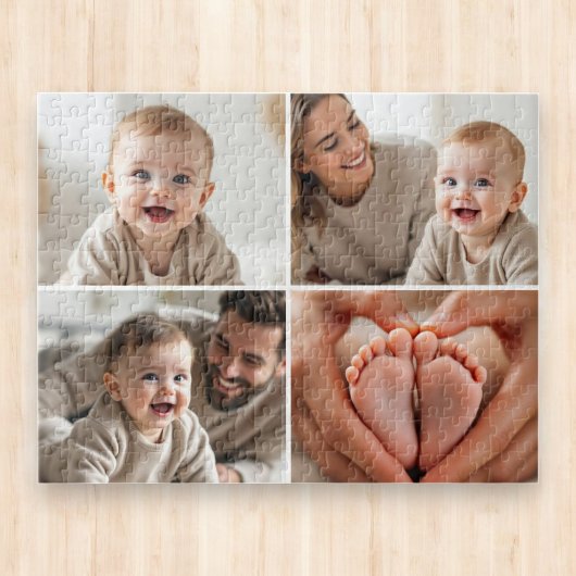 Custom 4 Photo Collage Cute Baby  Puzzle