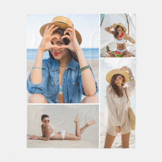 Custom 4 Photo Collage Personalized Cozy Fleecedecke (Vorderseite)