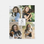 Custom 4 Photo Collage with Monogram and Name Fleecedecke (Vorderseite)