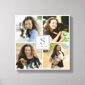 Custom 4 Photo Collage with Monogram and Name Leinwanddruck (Vorderseite)