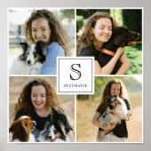 Custom 4 Photo Collage with Monogram and Name Poster (Vorne)