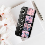 Custom 4 Photo Handwritten Monogram Name Couple Case-Mate iPhone Hülle<br><div class="desc">This romantic, cool, and modern case is perfect for anyone who wishes to carry their loved one with them. It features four customizable photograph pictures. On top of the photos are white outlined twisted frames for a unique and contemporary touch. It also displays a place for a monogram name on...</div>