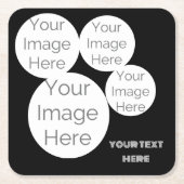 custom 4 photo text template black rechteckiger pappuntersetzer (Vorderseite)