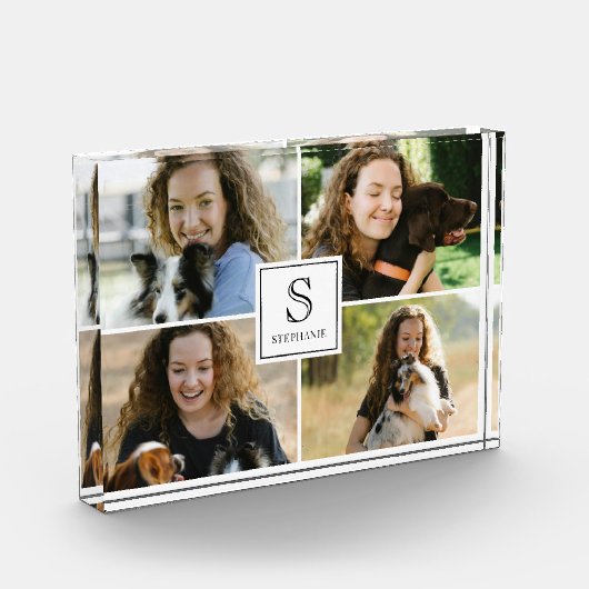 Custom 4 Picture Collage with Monogram and Name   Fotoblock (Links)
